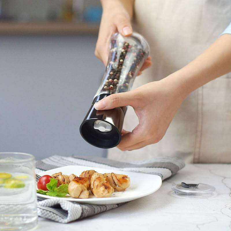 VEVOK CHEF Salt and Pepper Grinder Set Stainless Steel Black Salt and Pepper Mill with Adjustable Coarseness Salt Shaker Set Spice Grinder Black Pepper Grinder Refillable Home Kitchen - Image 7