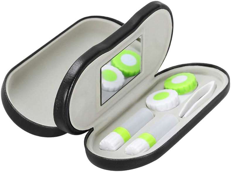 SteelFever 2 in 1 Double Sided Portable Glasses Case Travel Contact Lens Case (Black) - Image 1