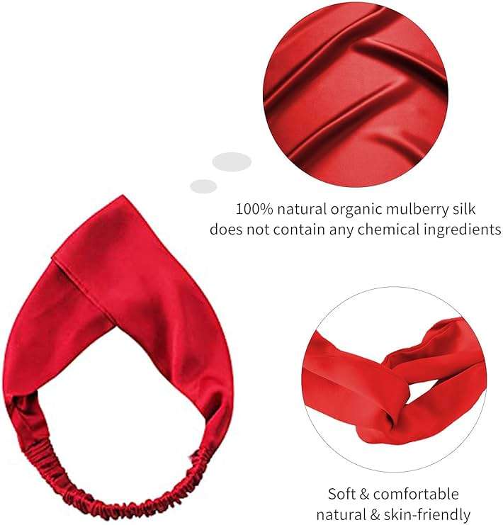 ZIMASILK 100% Mulberry Silk Headband, Elastic Twisted Hair Wrap Turban for Women, Non-Slip Sleep Silk Hair Accessory (Burgundy) - Image 3
