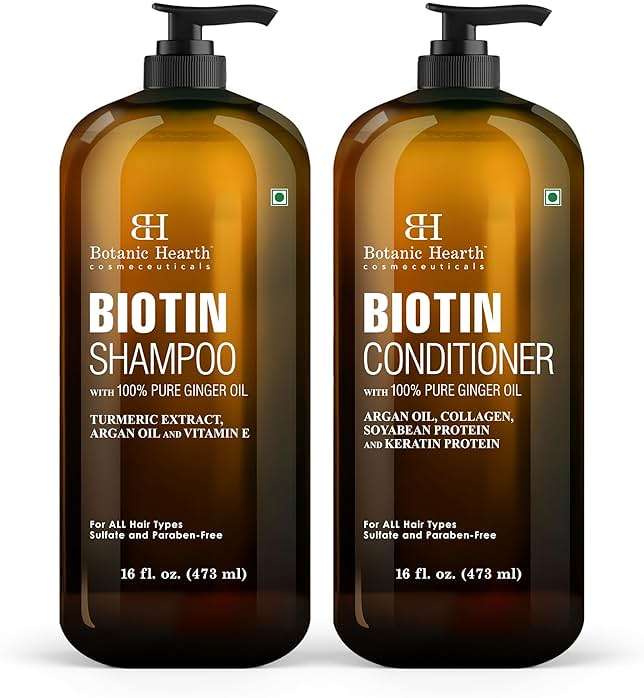 Botanic Hearth Biotin Shampoo and Conditioner Set - with Ginger Oil & Keratin for Hair Loss and Thinning Hair for Men and Women - Sulfate Free, 16 fl oz each - Image 1