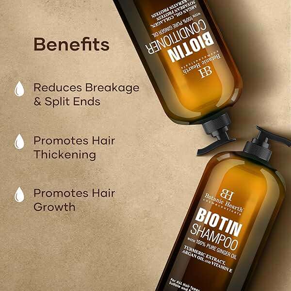 Botanic Hearth Biotin Shampoo and Conditioner Set - with Ginger Oil & Keratin for Hair Loss and Thinning Hair for Men and Women - Sulfate Free, 16 fl oz each - Image 7