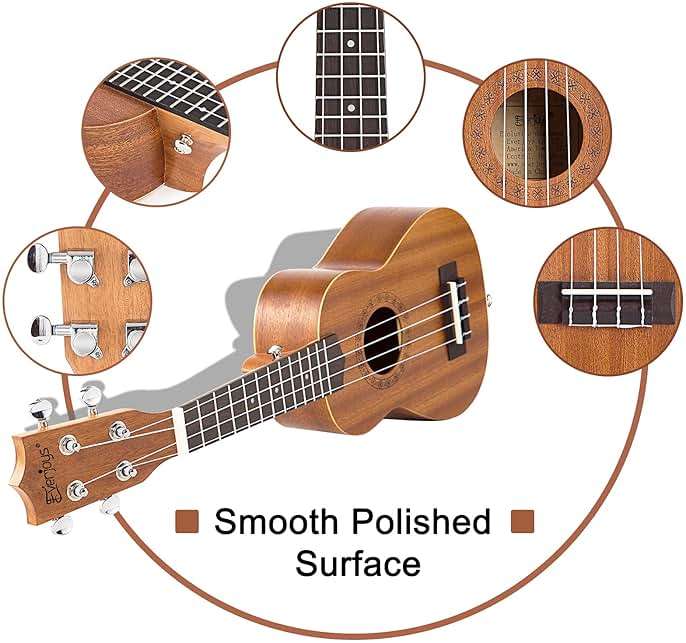 Soprano Ukulele 21 inch Mahogany Ukelele Beginner Kit w/Free Online Lesson Case Strap Tuner Picks, Fast to Learn - Image 2