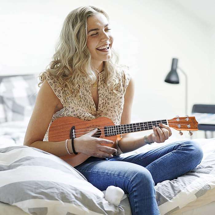 Soprano Ukulele 21 inch Mahogany Ukelele Beginner Kit w/Free Online Lesson Case Strap Tuner Picks, Fast to Learn - Image 9