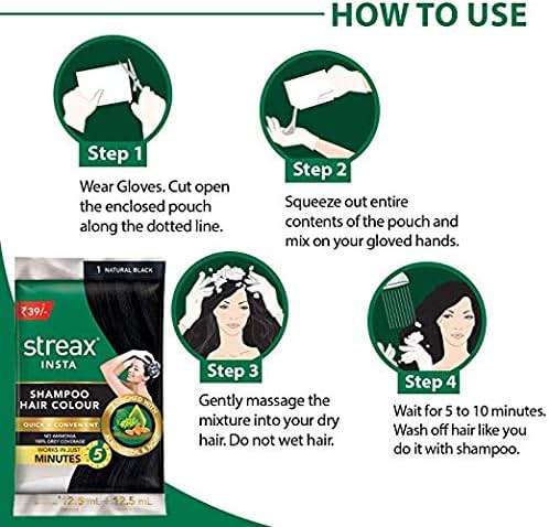 Streax Shampoo Hair Colour Natural Brown Set of 5 - Image 2
