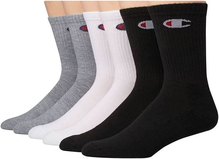 Champion Men's Crew Socks – Moisture-wicking Athletic Socks With Cushioning & Arch Support (Size 6-12) - Image 1