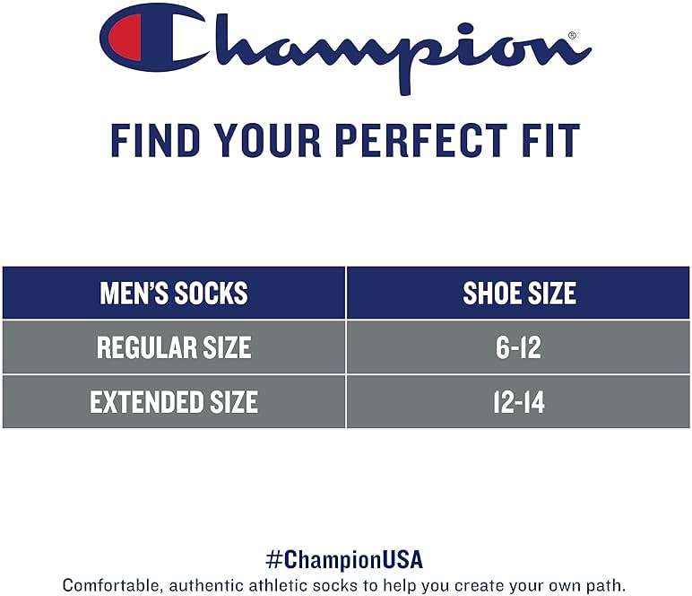 Champion Men's Crew Socks – Moisture-wicking Athletic Socks With Cushioning & Arch Support (Size 6-12) - Image 3