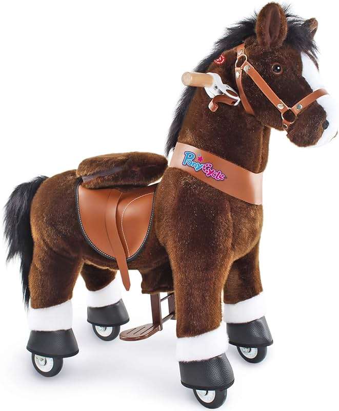PonyCycle Ride on Horse for Toddlers 3-4 with Brake (30" Height/Size 3), No Battery, Mechanical Riding Pony Plush Ride-on Toy, Classic Model U for Indoor & Outdoor Activities, Chocolate Brown Ux321 - Image 1