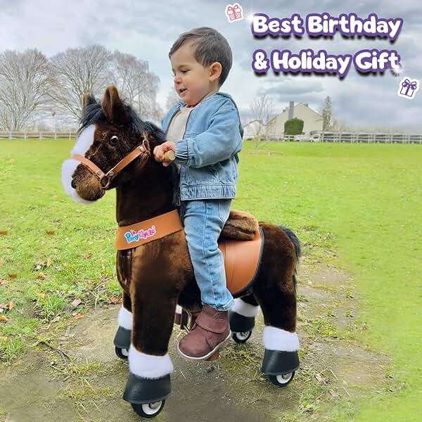 PonyCycle Ride on Horse for Toddlers 3-4 with Brake (30" Height/Size 3), No Battery, Mechanical Riding Pony Plush Ride-on Toy, Classic Model U for Indoor & Outdoor Activities, Chocolate Brown Ux321 - Image 3