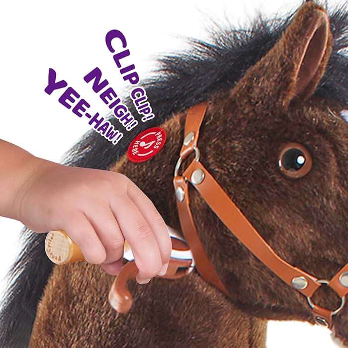 PonyCycle Ride on Horse for Toddlers 3-4 with Brake (30" Height/Size 3), No Battery, Mechanical Riding Pony Plush Ride-on Toy, Classic Model U for Indoor & Outdoor Activities, Chocolate Brown Ux321 - Image 4