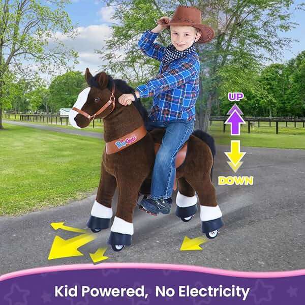 PonyCycle Ride on Horse for Toddlers 3-4 with Brake (30" Height/Size 3), No Battery, Mechanical Riding Pony Plush Ride-on Toy, Classic Model U for Indoor & Outdoor Activities, Chocolate Brown Ux321 - Image 6