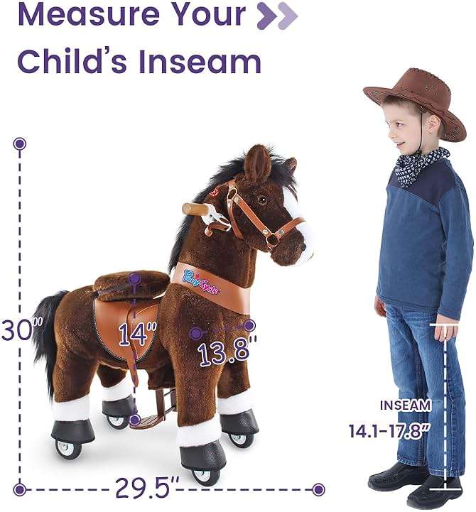 PonyCycle Ride on Horse for Toddlers 3-4 with Brake (30" Height/Size 3), No Battery, Mechanical Riding Pony Plush Ride-on Toy, Classic Model U for Indoor & Outdoor Activities, Chocolate Brown Ux321 - Image 8