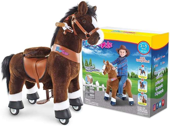 PonyCycle Ride on Horse for Toddlers 3-4 with Brake (30" Height/Size 3), No Battery, Mechanical Riding Pony Plush Ride-on Toy, Classic Model U for Indoor & Outdoor Activities, Chocolate Brown Ux321 - Image 9