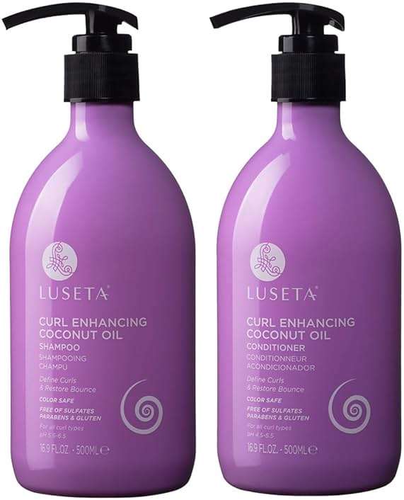 Luseta Curly Hair Shampoo and Conditioner Set with Coconut Oil, Unlimited Bounce and Definition for wavy and Coily hair, Reduce Frizz and Repair Dry Hair, for All Curl Types Sulfate Free 16.9Fl oz×2 - Image 1