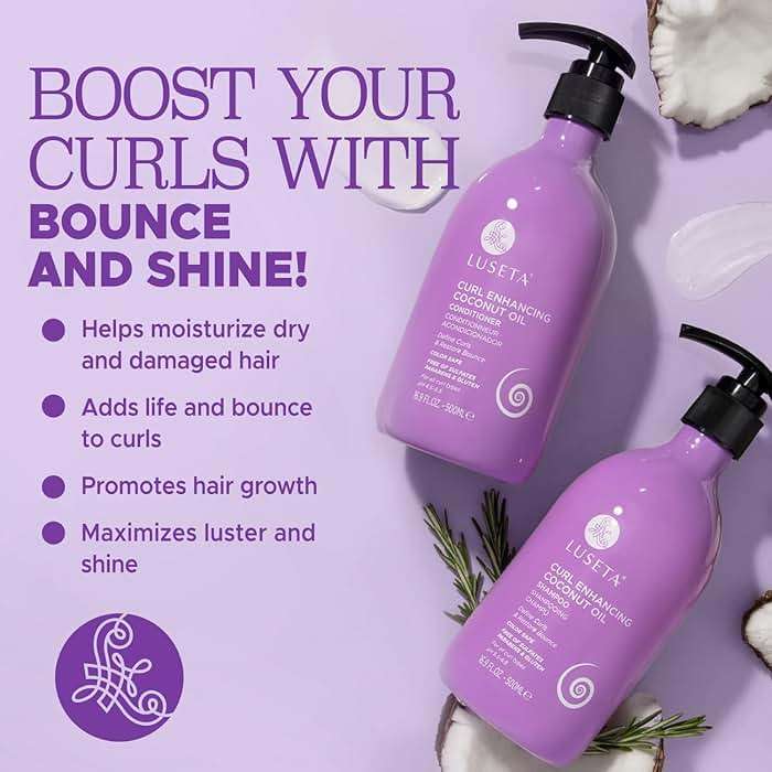 Luseta Curly Hair Shampoo and Conditioner Set with Coconut Oil, Unlimited Bounce and Definition for wavy and Coily hair, Reduce Frizz and Repair Dry Hair, for All Curl Types Sulfate Free 16.9Fl oz×2 - Image 2