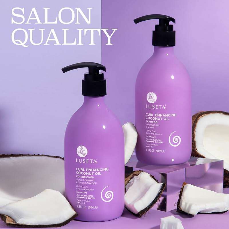 Luseta Curly Hair Shampoo and Conditioner Set with Coconut Oil, Unlimited Bounce and Definition for wavy and Coily hair, Reduce Frizz and Repair Dry Hair, for All Curl Types Sulfate Free 16.9Fl oz×2 - Image 3
