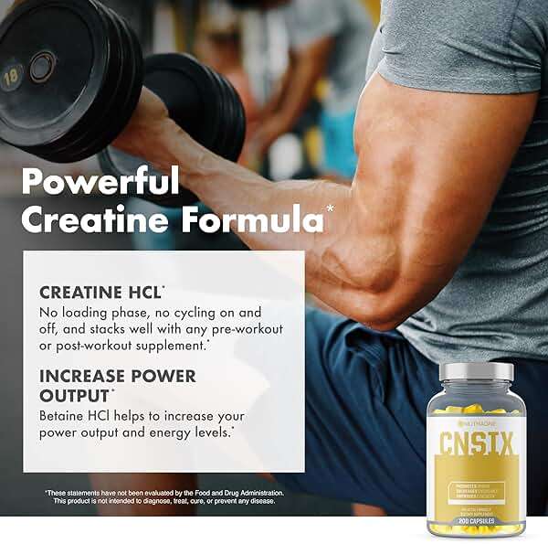 NutraOne CNSix Creatine Capsules Creatine HCL to Help Build Lean Muscle* (600mg - 200 Capsules) - Image 7