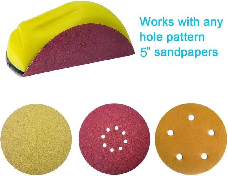 M-jump 5 inch Mouse Hand Sanding Pad Hook and Loop Sanding Block Hook Backing Plate For Woodworking, Furniture Restoration, Home and Automotive Body. - Image 3