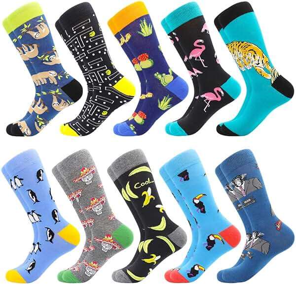 BISOUSOX Funny Socks for Men, Crazy Novelty Mens Dress Socks, Silly Funky Birthday & Father's Day Socks Size 8-12 - Image 1