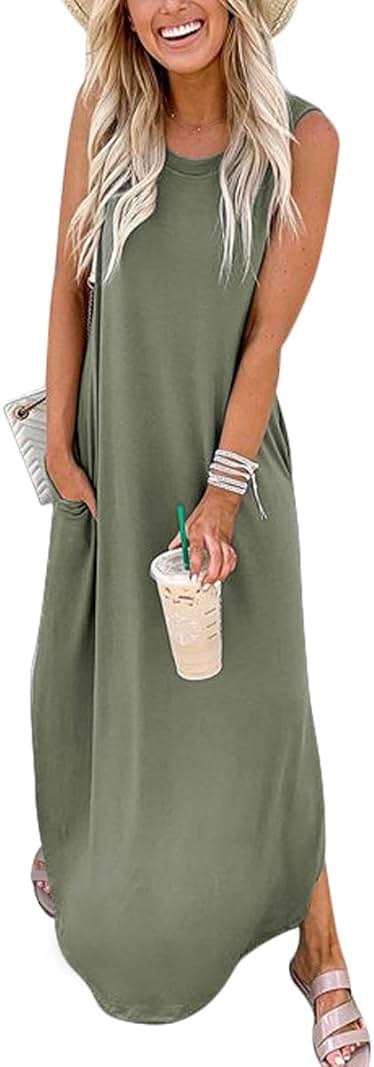 ANRABESS Women Summer Maxi Dress Beach Vacation Sundress Sleeveless Casual Loose Shirt Dresses 2026 Travel Outfits - Image 1
