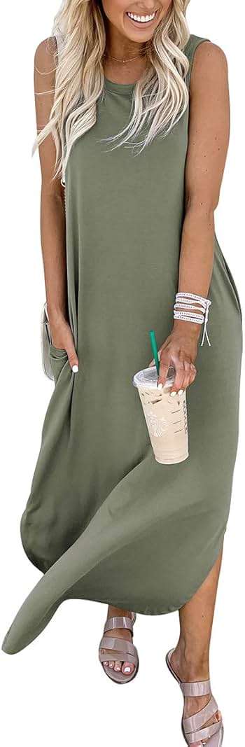 ANRABESS Women Summer Maxi Dress Beach Vacation Sundress Sleeveless Casual Loose Shirt Dresses 2026 Travel Outfits - Image 2