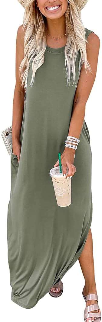 ANRABESS Women Summer Maxi Dress Beach Vacation Sundress Sleeveless Casual Loose Shirt Dresses 2026 Travel Outfits - Image 3