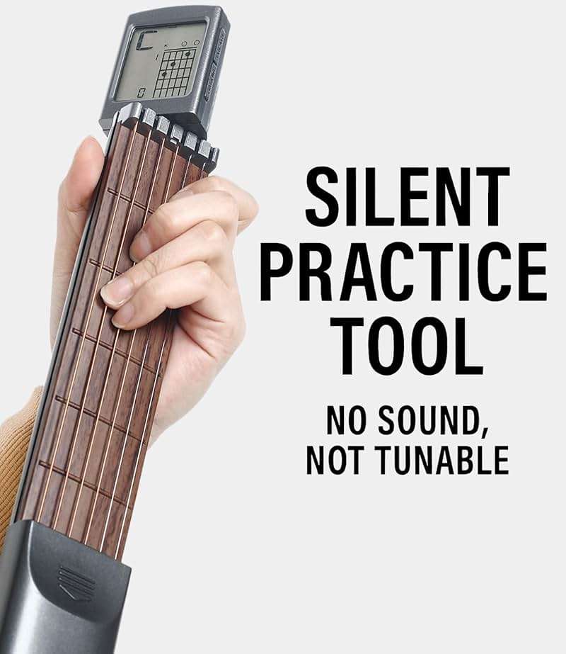 Pocket Guitar Chord Practice Tool, Portable Guitar Neck for Trainer Beginner w/a Rotatable Chords Chart Screen Battery Included - Image 8