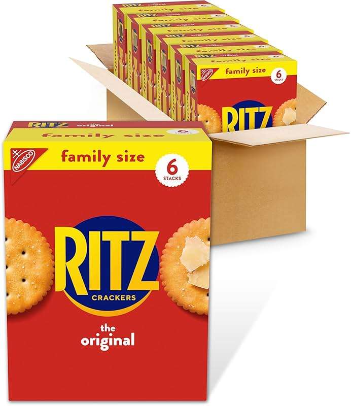 RITZ Original Crackers, Snacks for Kids and Adults, Bulk Lunch Snacks, Family Size, 6 - 20.5 oz Boxes - Image 1