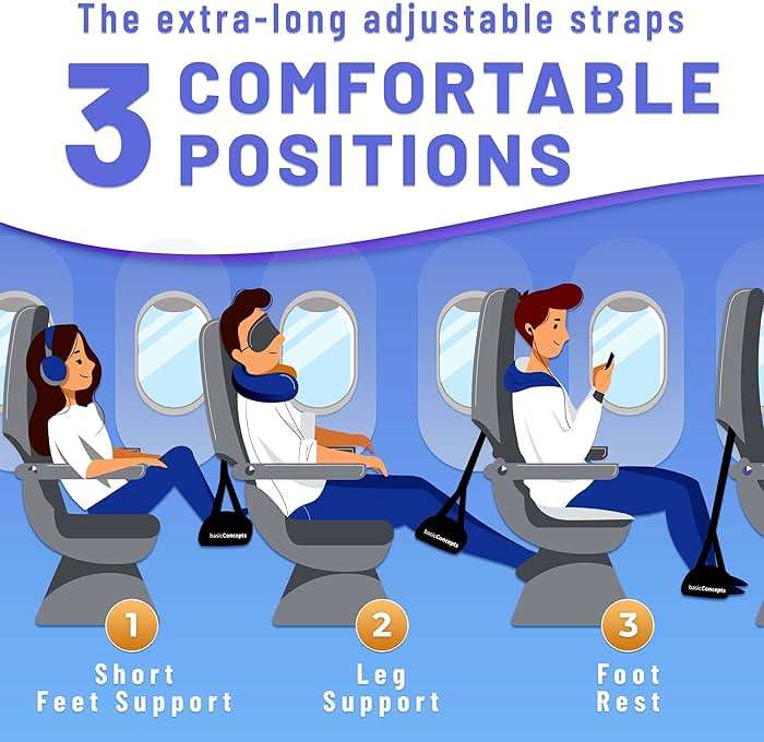 BASIC CONCEPTS Airplane Foot Hammock for Plane Travel Essentials - Airplane Travel Essentials, Long Flight Foot Rest - Plane Gadgets - Image 2