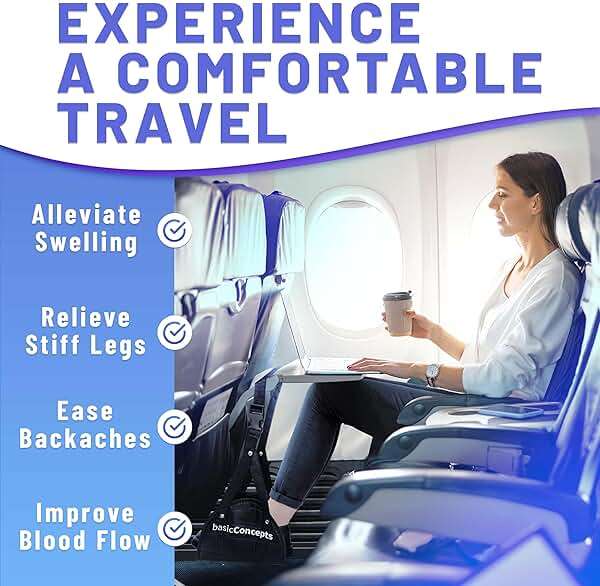 BASIC CONCEPTS Airplane Foot Hammock for Plane Travel Essentials - Airplane Travel Essentials, Long Flight Foot Rest - Plane Gadgets - Image 4