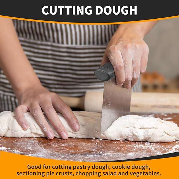 ALLTOP Bench Scraper & Chopper for Kitchen - Ideal Baking Essential Utensil,Stainless Steel Pastry/Dough/Food Cutter Tool for Cake Pizza Bread,Cooking - 1 Pack,Black - Image 2