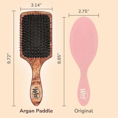 Wet Brush Paddle Hair Brush, Traditional Wood- Ultra-Soft IntelliFlex Detangling Bristles with AquaVent Design For Spreading Hair Treatments Evenly - Pain-Free Hair Brush For Women & Men - Image 5