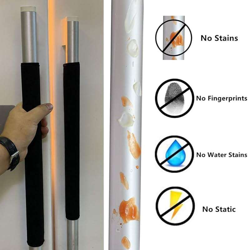 Miaowater 4 PCS Refrigerator Door Handle Covers Kitchen Appliance Decor Handles Anti-Skid Anti-Static Protector Fridge, Dishwasher Oven Keep Off Fingerprints,Food Stains (Black) - Image 3