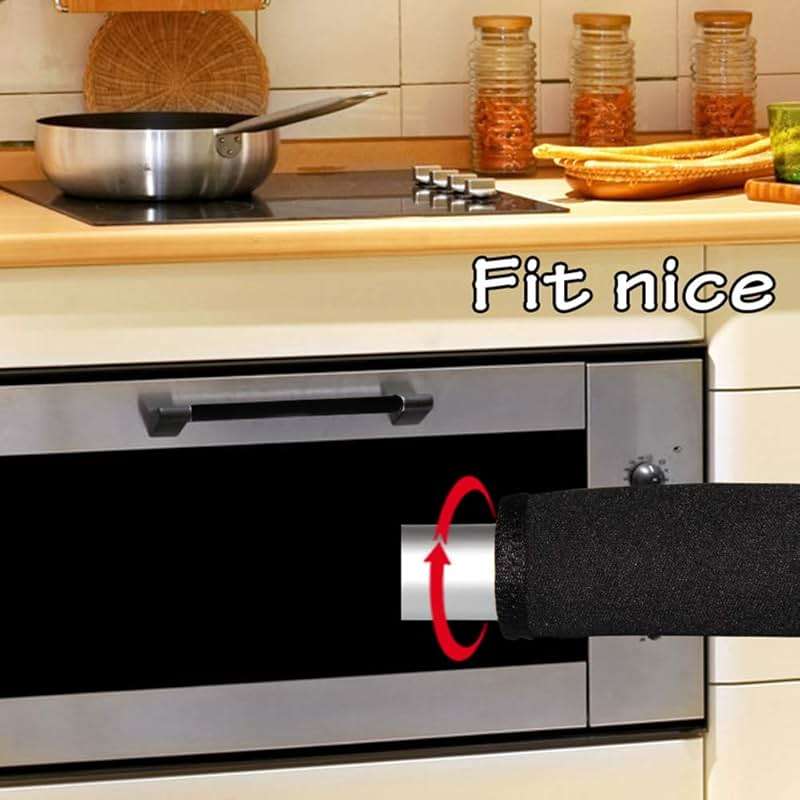 Miaowater 4 PCS Refrigerator Door Handle Covers Kitchen Appliance Decor Handles Anti-Skid Anti-Static Protector Fridge, Dishwasher Oven Keep Off Fingerprints,Food Stains (Black) - Image 4
