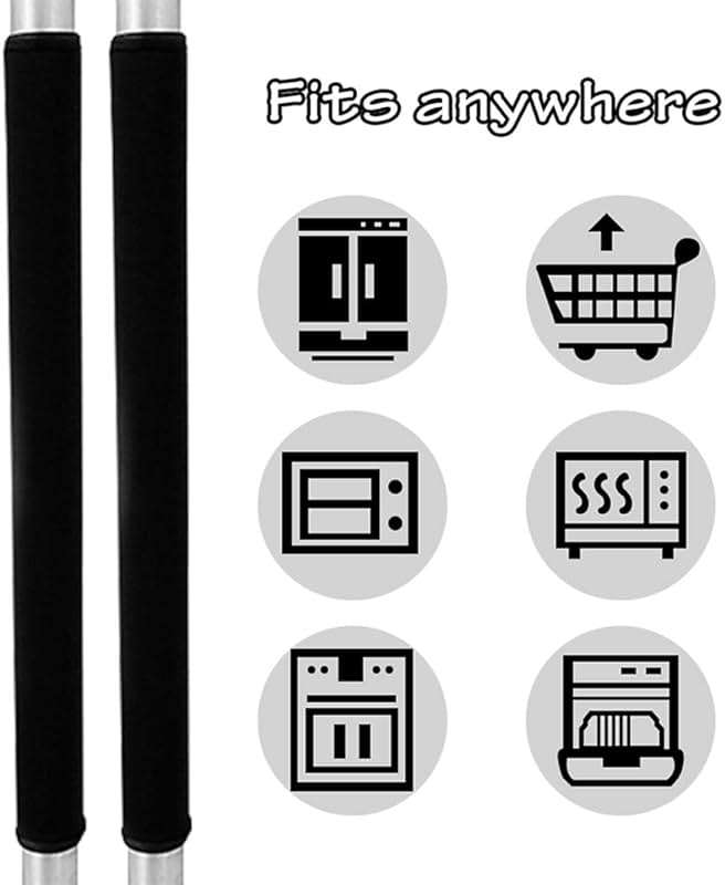 Miaowater 4 PCS Refrigerator Door Handle Covers Kitchen Appliance Decor Handles Anti-Skid Anti-Static Protector Fridge, Dishwasher Oven Keep Off Fingerprints,Food Stains (Black) - Image 5