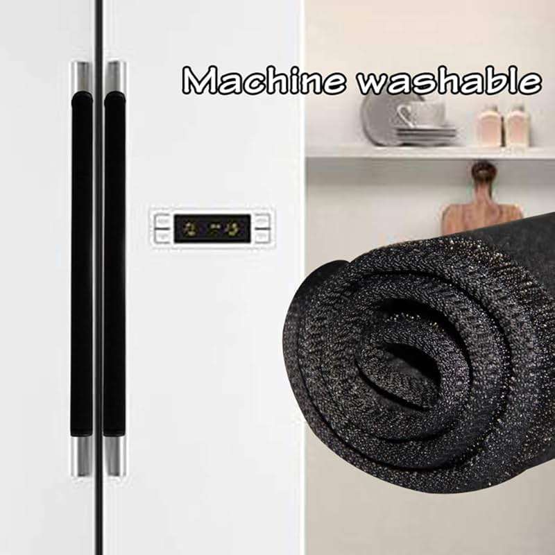 Miaowater 4 PCS Refrigerator Door Handle Covers Kitchen Appliance Decor Handles Anti-Skid Anti-Static Protector Fridge, Dishwasher Oven Keep Off Fingerprints,Food Stains (Black) - Image 6