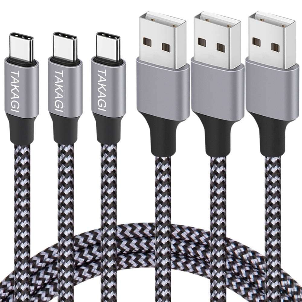 TAKAGI USB to USB C Cable (3Pack 6ft) USB A to Type C Cable Fast Charging Nylon Braided Data Sync Transfer Cord USB C Charger for iPhone 17 Pro Max/17 Air/16e/16 15 Pro/15 Plus/Galaxy S20 S10 Note 20 - Image 1