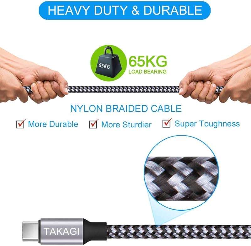 TAKAGI USB to USB C Cable (3Pack 6ft) USB A to Type C Cable Fast Charging Nylon Braided Data Sync Transfer Cord USB C Charger for iPhone 17 Pro Max/17 Air/16e/16 15 Pro/15 Plus/Galaxy S20 S10 Note 20 - Image 4