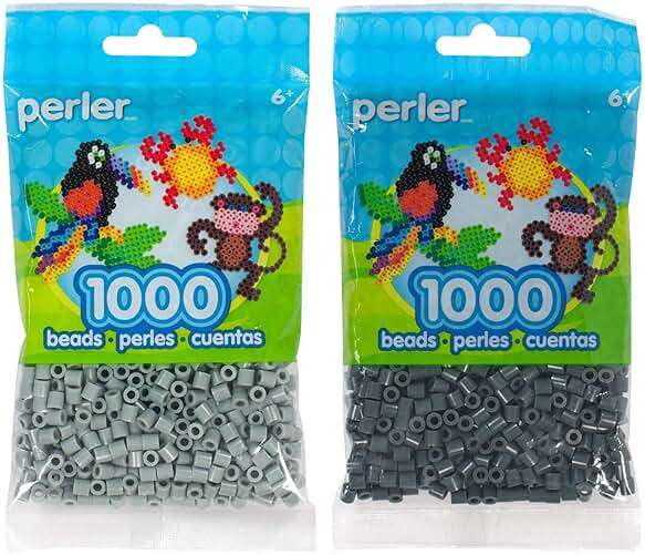 Perler Bead Bag 1000, Bundle of Pewter and Charcoal (2 Pack) - Image 1