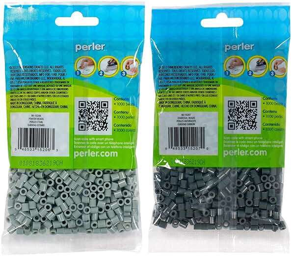 Perler Bead Bag 1000, Bundle of Pewter and Charcoal (2 Pack) - Image 2