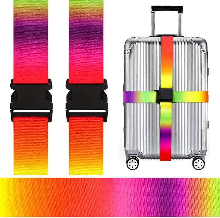 Gutsdoor Colorful 2 Pack Luggage Straps for Suitcases Travel Belt Connector Holds Suitcase Add a Bag Premium Accessories Unique Adjustable Strap - Image 1