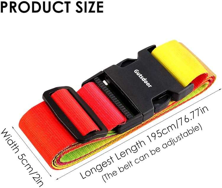 Gutsdoor Colorful 2 Pack Luggage Straps for Suitcases Travel Belt Connector Holds Suitcase Add a Bag Premium Accessories Unique Adjustable Strap - Image 3