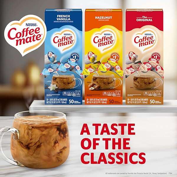 Nestle Coffee mate Creamer Singles Variety Pack, Original, French Vanilla, Hazelnut, Non Dairy, No Refrigeration, 150 Count (Pack of 3) - Image 2