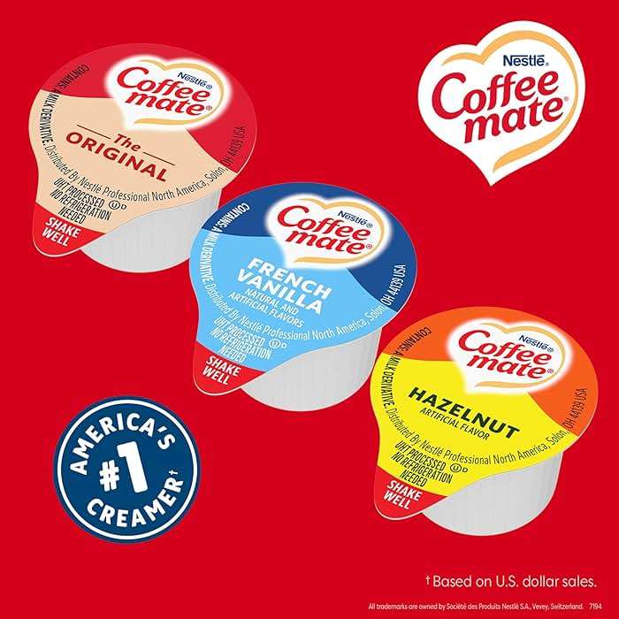 Nestle Coffee mate Creamer Singles Variety Pack, Original, French Vanilla, Hazelnut, Non Dairy, No Refrigeration, 150 Count (Pack of 3) - Image 7