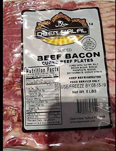 Deen Halal Sliced Beef Bacon 5lb - Image 1