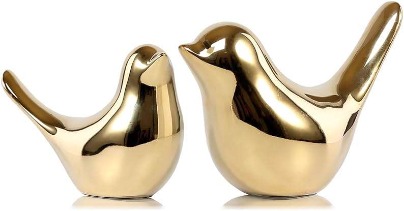 FANTESTICRYAN Small Birds Statues Gold Home Decor Modern Style Figurine Decorative Ornaments for Living Room, Bedroom, Office Desktop, Cabinets - Image 1