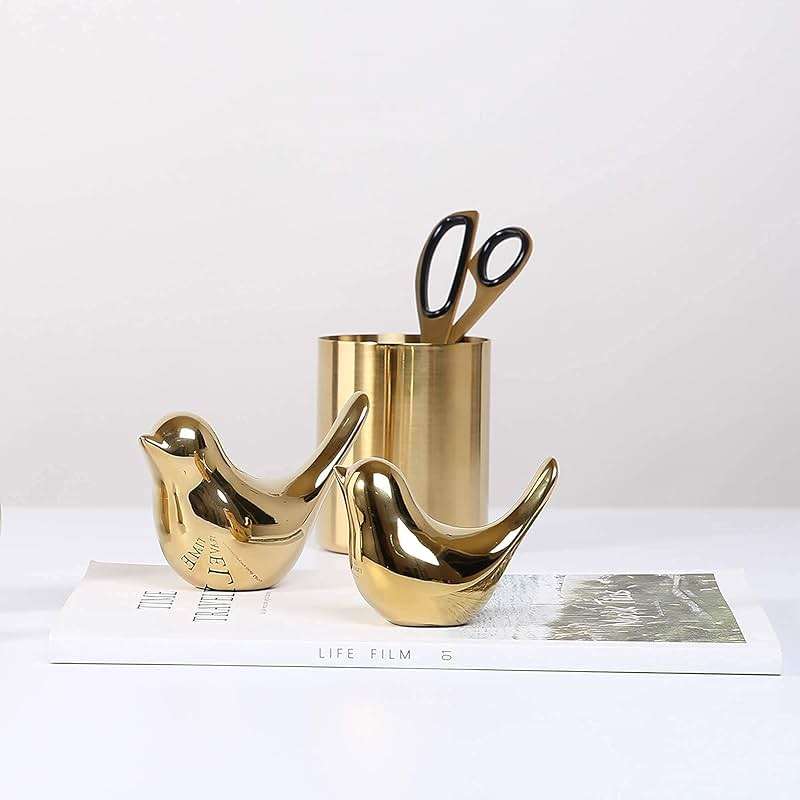 FANTESTICRYAN Small Birds Statues Gold Home Decor Modern Style Figurine Decorative Ornaments for Living Room, Bedroom, Office Desktop, Cabinets - Image 2