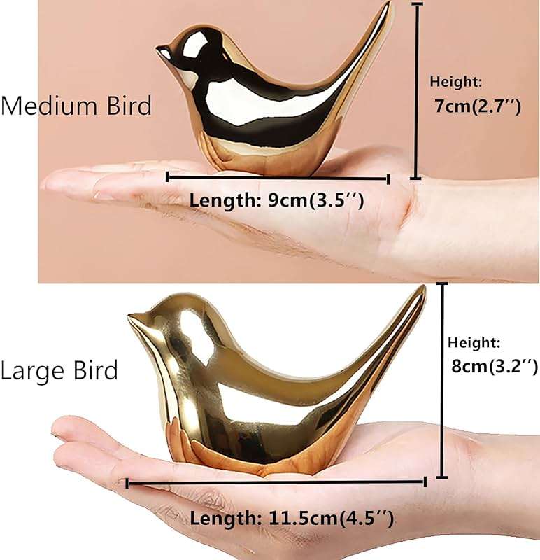 FANTESTICRYAN Small Birds Statues Gold Home Decor Modern Style Figurine Decorative Ornaments for Living Room, Bedroom, Office Desktop, Cabinets - Image 3
