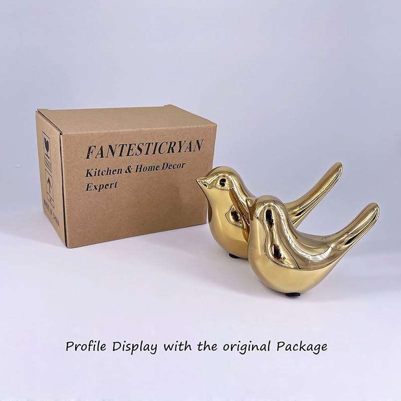 FANTESTICRYAN Small Birds Statues Gold Home Decor Modern Style Figurine Decorative Ornaments for Living Room, Bedroom, Office Desktop, Cabinets - Image 4