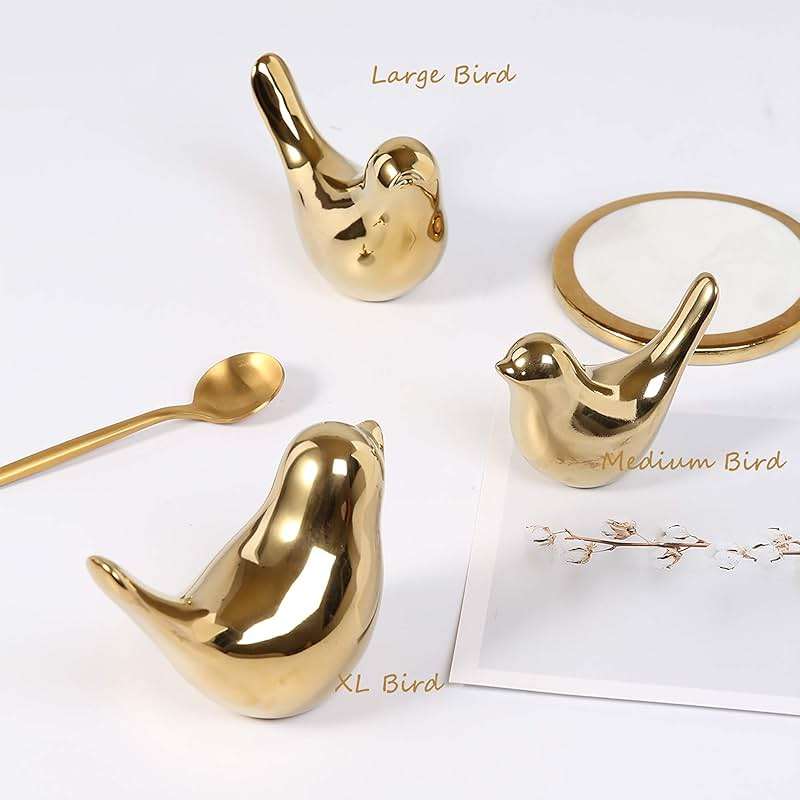 FANTESTICRYAN Small Birds Statues Gold Home Decor Modern Style Figurine Decorative Ornaments for Living Room, Bedroom, Office Desktop, Cabinets - Image 5