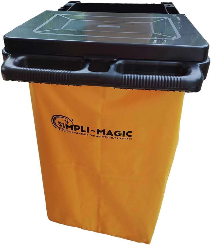 Simpli-Magic Janitorial Cart, 330 lbs Capacity – 3-Shelf Commercial Housekeeping Cleaning Cart on Wheels, 25 Gallon Bag with Lid – Stable, Smooth Movement - Image 4